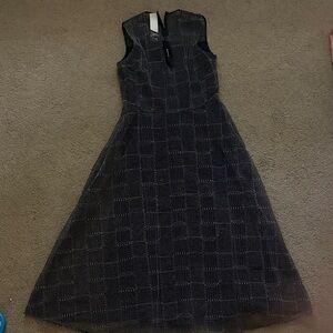 Akris Black and Gray Checkered Midi Dress
